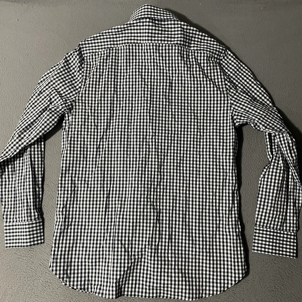 Banana Republic Shirt‎ Adult Large Black White Check Slim Fit Button Up Mens